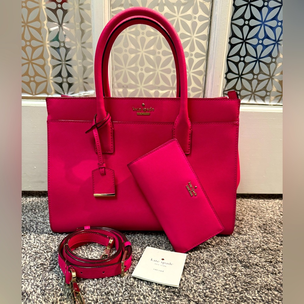 Kate Spade Cameron street Candace & Stacy wallet pink confetti!